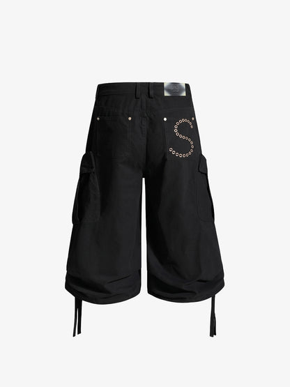 Distressed Workwear Cropped Cargo Jorts