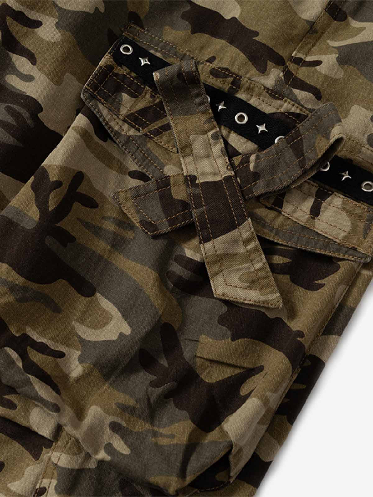 Camo Bow Lace Trim Capris Jorts