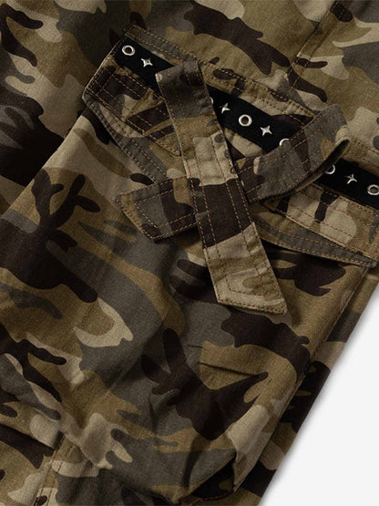 Camo Bow Lace Trim Capris Jorts