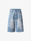 Light Wash Distressed Denim Shorts