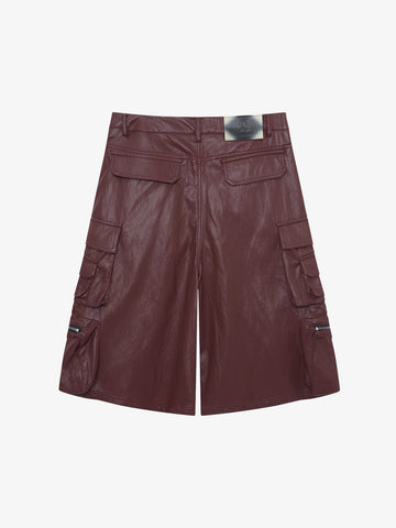 Faux Leather Cargo Jorts 