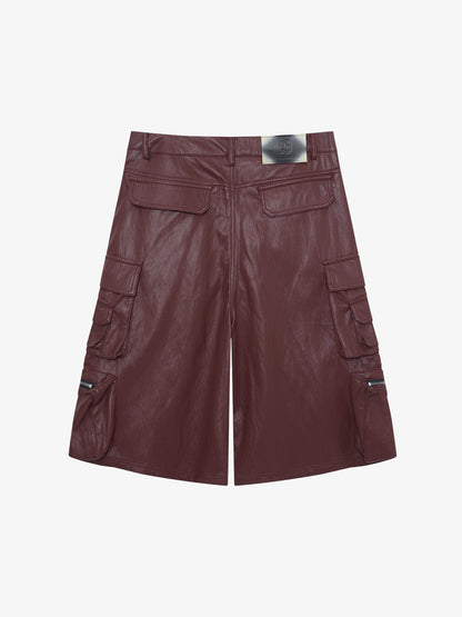 Faux Leather Cargo Jorts 