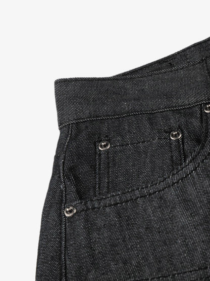 Patchwork Stud Denim Shorts