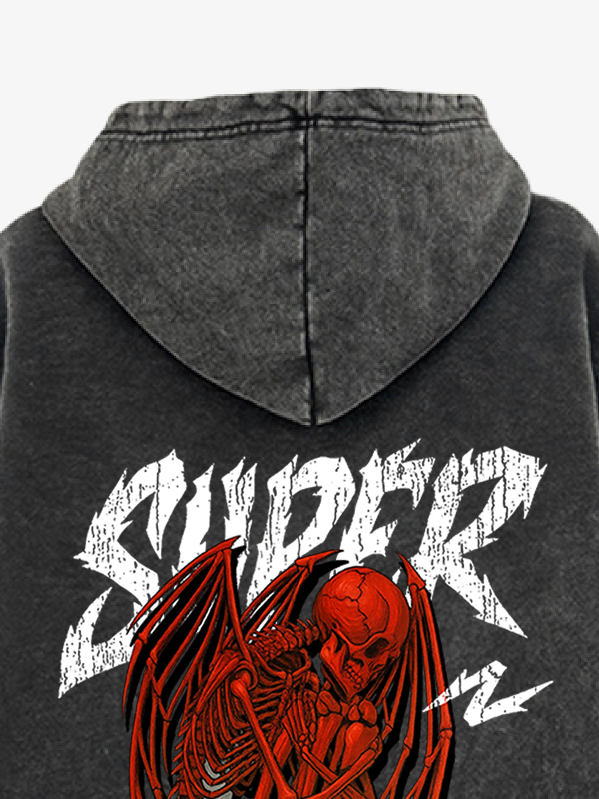Distressed Graphic Bold Angel Wings Design Hoodie 