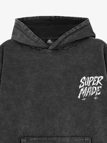 Distressed Graphic Bold Angel Wings Design Hoodie 