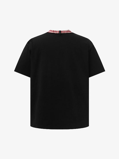 Street Plaid Tie Short Sleeve T-Shirt 