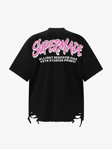 Retro Letter Graphic T-Shirtc - 2603 