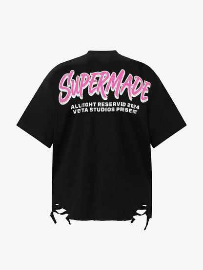 Retro Letter Graphic T-Shirtc - 2603 