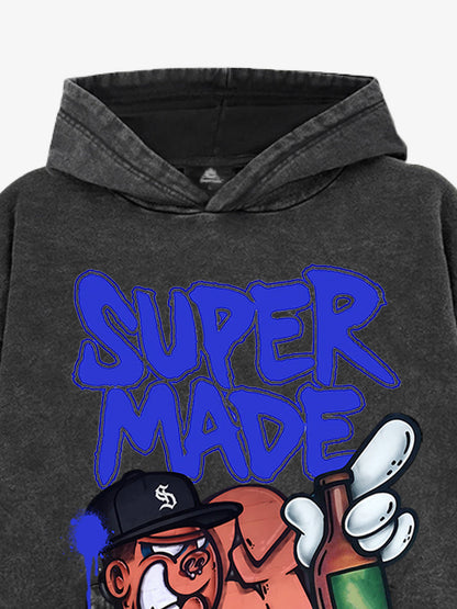 Original Contrast Color Letter Graphic Hoodie 