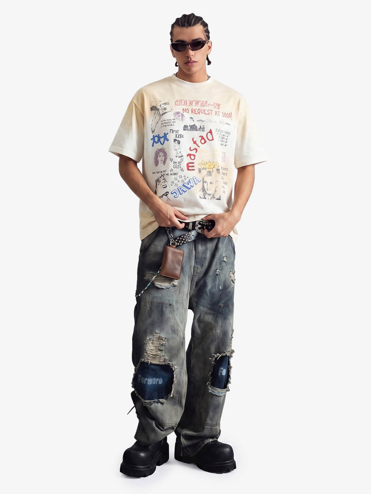 Graffiti Collage Mixed Graphic T-Shirt