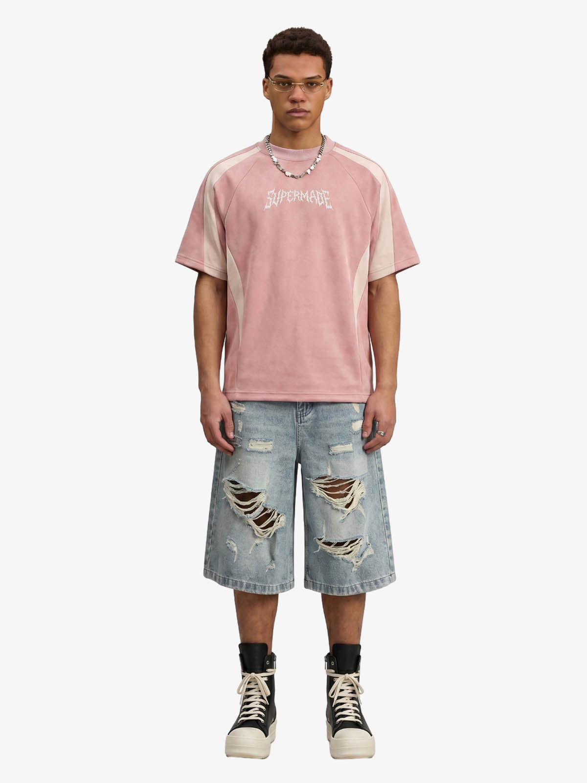 Distressed Washed Ripped Denim Jort 