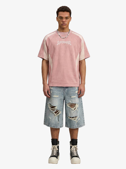 Distressed Washed Ripped Denim Jort 