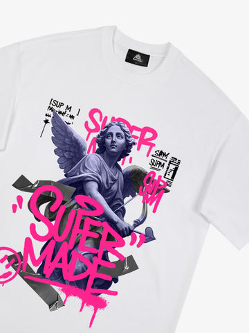 Street Pink Lucky Angel Graphic Design T-Shirt 