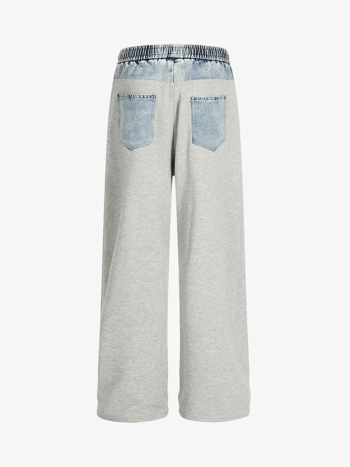 Vintage Wash Denim Waistband Patchwork Sweatpants 