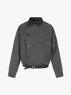 Thesupermade Distressed Asymmetrical Placket Boxy Fit Workwear Jacket