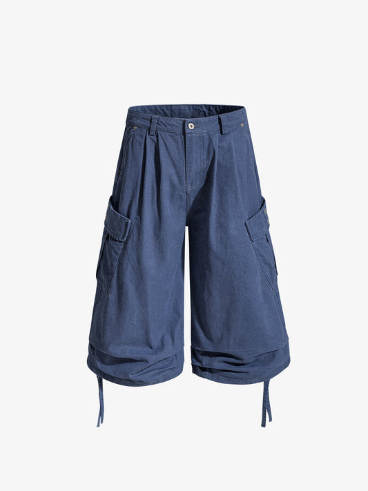 Distressed Workwear Cropped Cargo Jorts