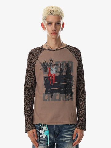 Leopard Graffiti Waffle Long Sleeve Tee