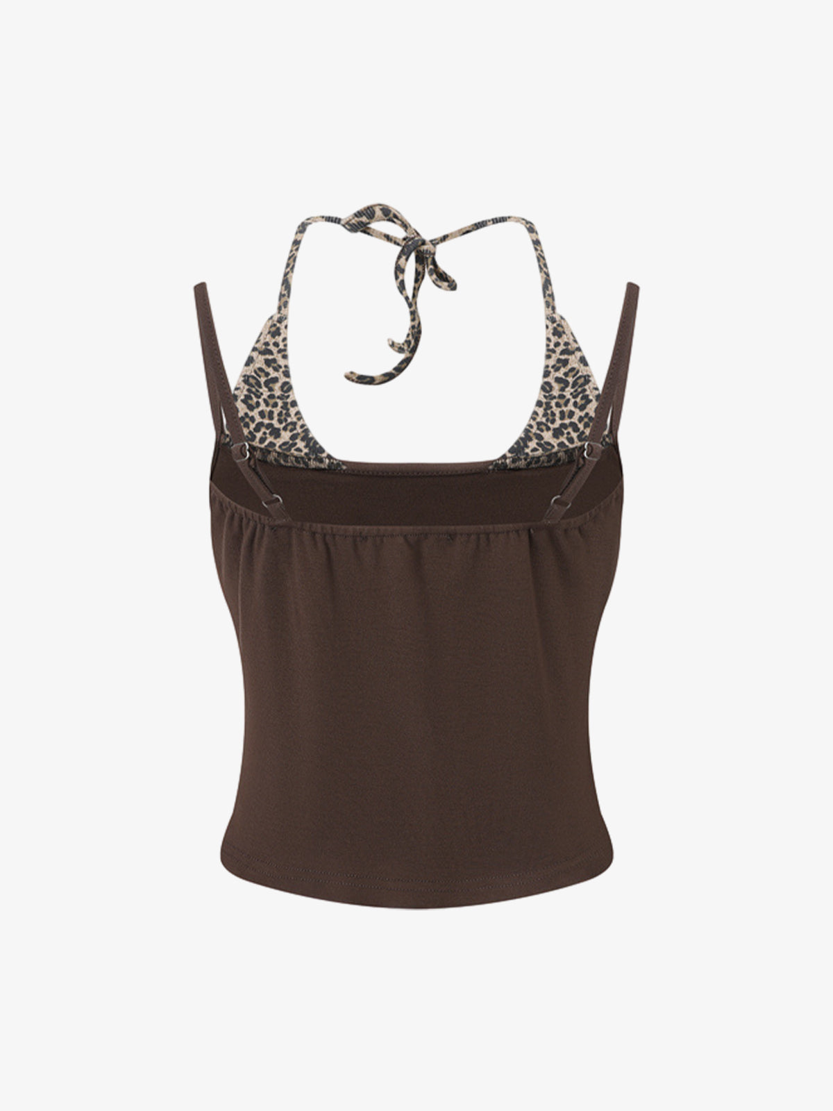 Leopard Print Halter Crop Top – Stretch Cotton with Gold Stud Detail