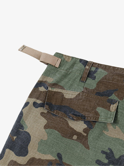 Ripstop Camouflage Cargo Shorts – 100% Cotton Lightweight Military Utility Shorts