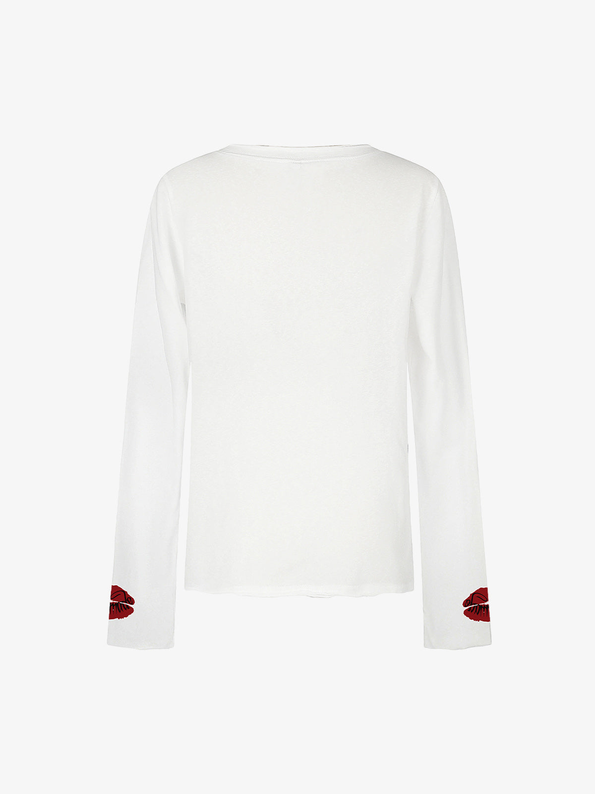 Cotton Casual T-Shirt with Lip Print Sleeve Detail
