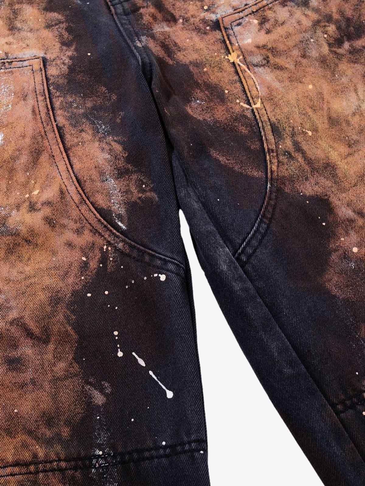 Graffiti Painted Cargo Denim Jeans 
