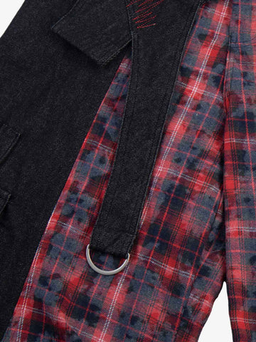 Deconstructed Cyber-Grunge Patchwork Denim Jeans