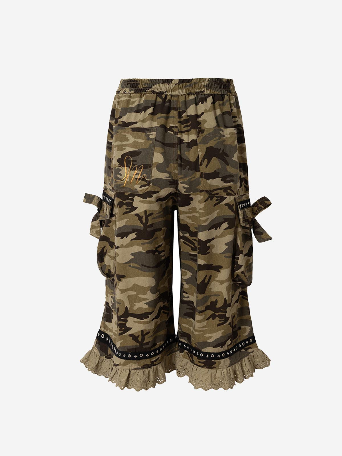Camo Bow Lace Trim Capris Jorts