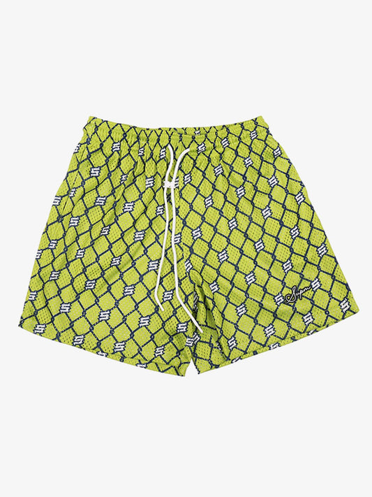 Vintage Geometric Print Drawstring Shorts