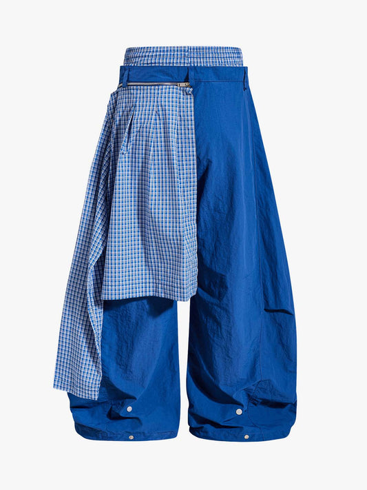 Navy Blue Polyamide Oversized Wide