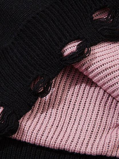 Niche Raw Edge Fringed Knit Sweater 