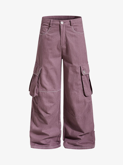 Multi-Pocket Wide-Leg Cargo Pants