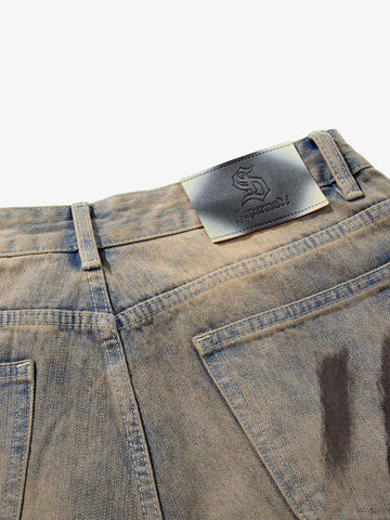 Retro Washed Brushstroke Baggy Jeans 