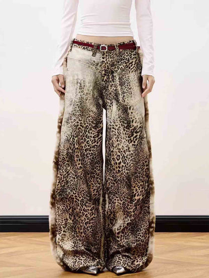 Vintage Leopard Patchwork Cargo Pants