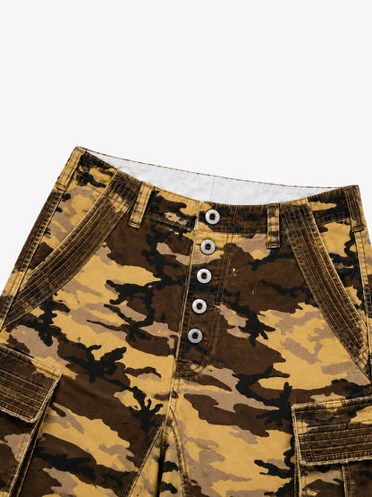 Five-Button Camo Cargo Shorts