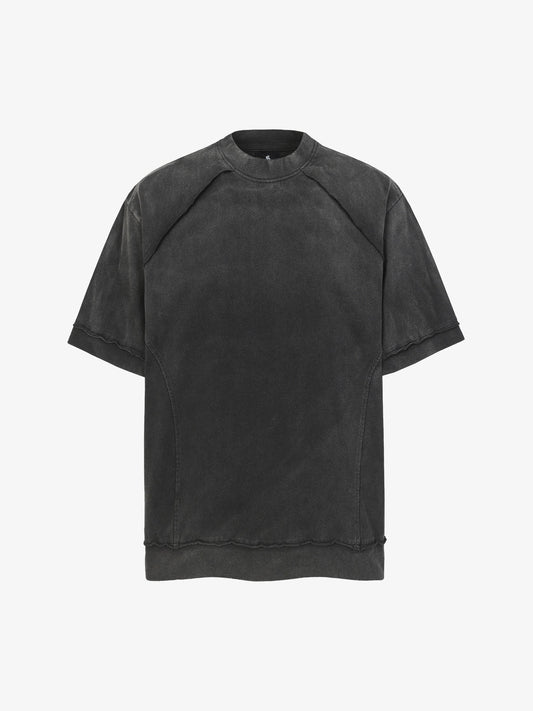 Spray Washed Raw Edge Raglan Knit T-Shirt 