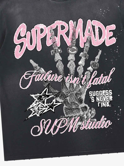 Graffiti Skull Graphic Paint Splatter Tee