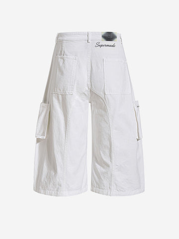 Y2K Lace Up Ruched Wide Leg Cargo Shorts