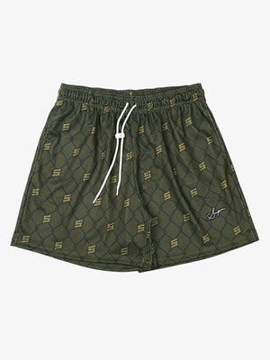 Vintage Geometric Print Drawstring Shorts