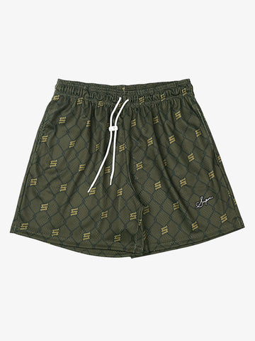 Vintage Geometric Print Drawstring Shorts