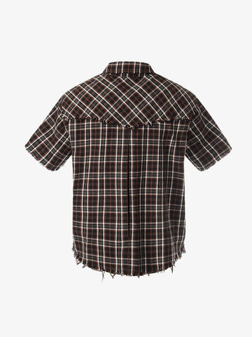 Frayed Plaid Short-Sleeve Shirt