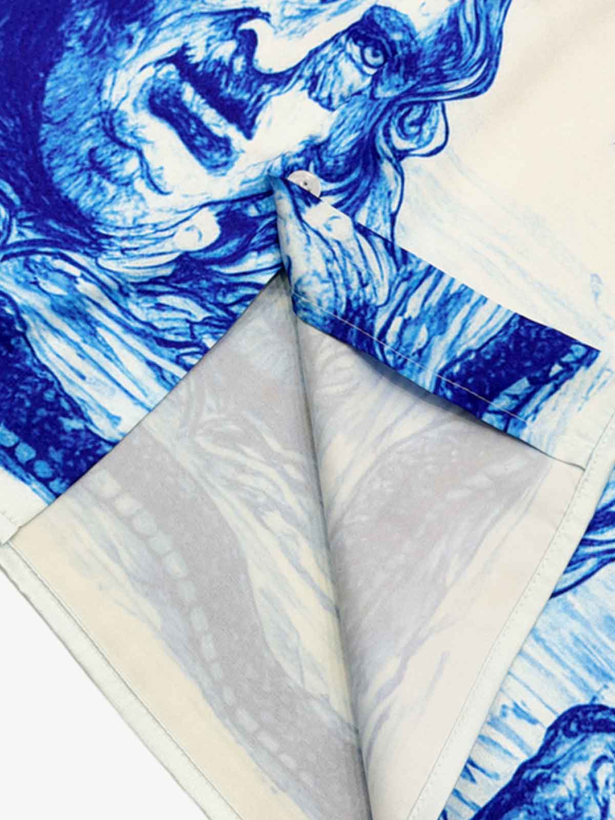 Blue Sketch Mythological Cuban Shirt