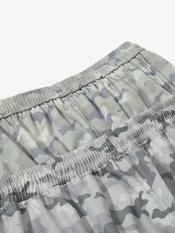 Double Waistband Elastic Waist Camo Side Panel Wide Leg Pants 