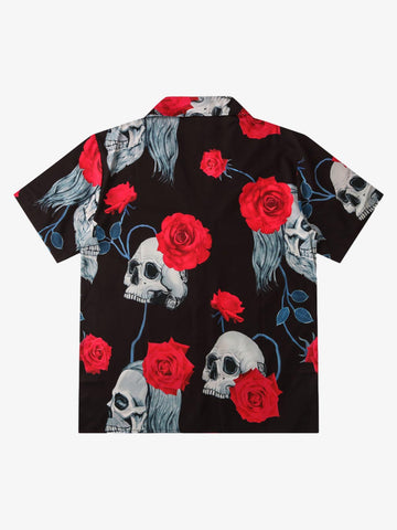 Gothic Skull Rose Cuban Shirt