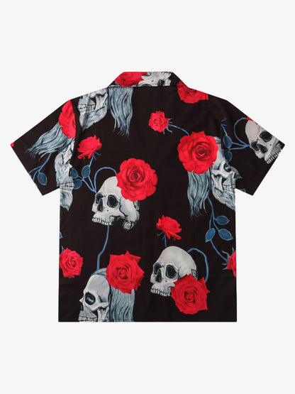 Gothic Skull Rose Cuban Shirt