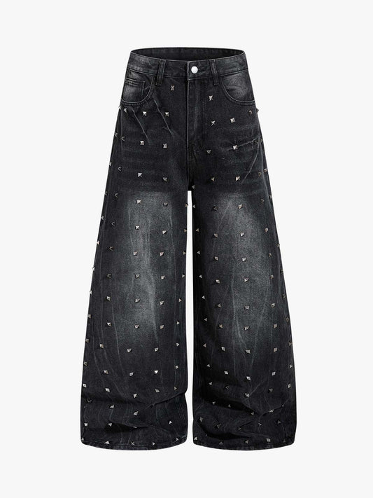 Black Washed Wide Leg Cropped Denim Pants