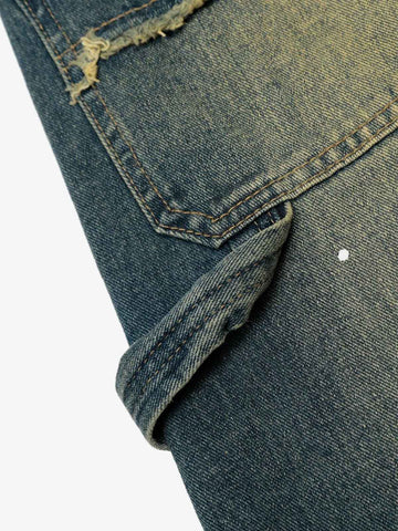Distressed Denim Jeans with Braided Chain Detail - Perfect for Casual and Streetwear Styles 