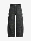Retro Camo Multi-Pocket Cargo Barrel Pants 