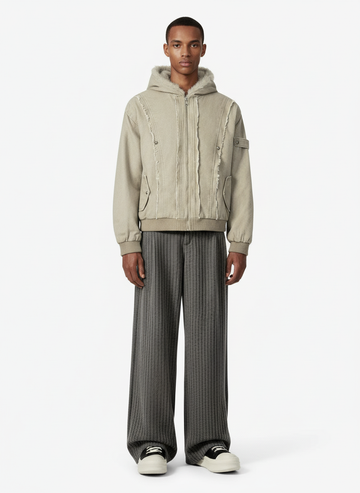 Retro Washed Fleece-lined Hooded Work Jacket 