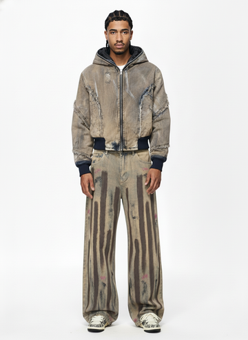 Retro Washed Brushstroke Baggy Jeans 