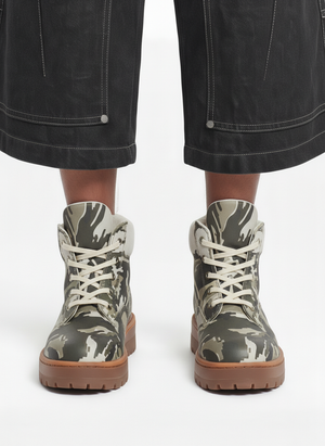 Camo Print Lace Up Chunky Ankle Boots - 2597 